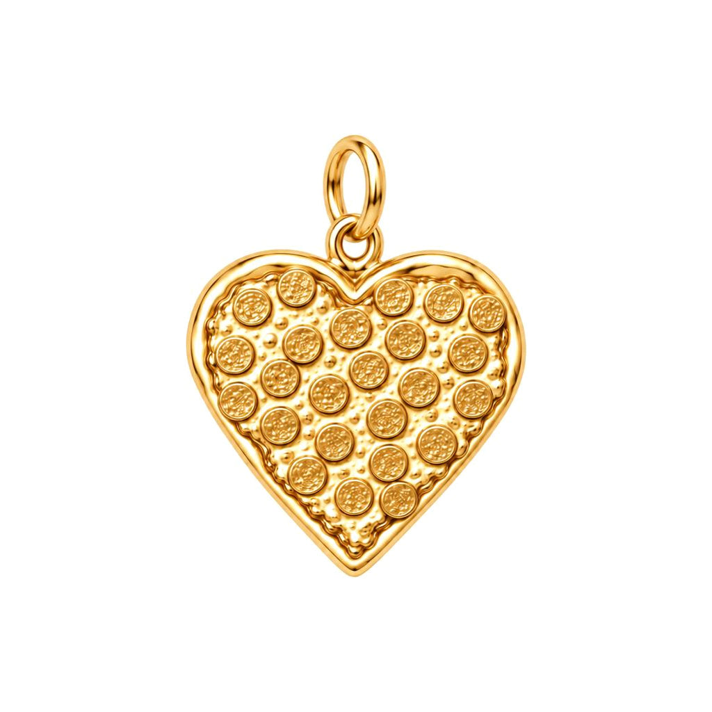 Pepperoni Pizza Heart Charm Bracelet – Personalized Foodie Gift – 18K gold charm, front view