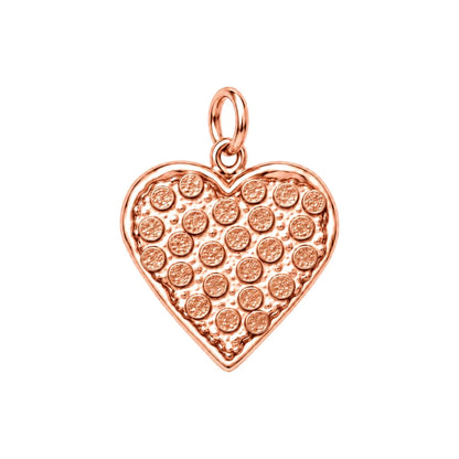 Pepperoni Pizza Heart Charm Bracelet – Personalized Foodie Gift – rose gold charm, front view