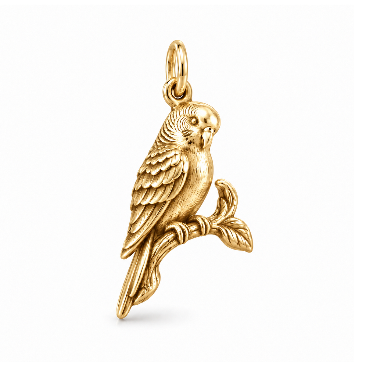 Perched Parakeet Charm — Gold | charm-topics-remaining-444-2026-09-14 | topic-371