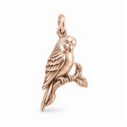 Perched Parakeet Charm — Rose Gold | charm-topics-remaining-444-2026-09-14 | topic-371