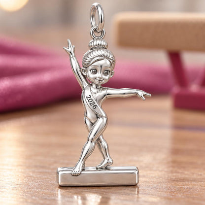 Perfect Balance Gymnast Charm Bracelet – Personalized Mom Gi – macro detail of the charm
