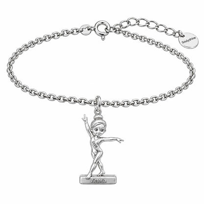 Perfect Balance Gymnast Charm Bracelet Set – silver, front view