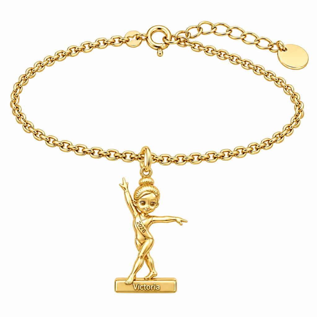 Perfect Balance Gymnast Charm Bracelet Set – 18K gold, front view