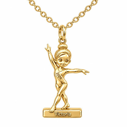 Perfect Balance Gymnast Charm Necklace Set – 18K gold, front view