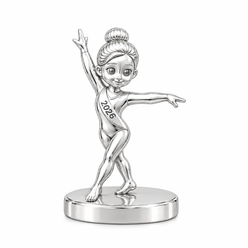 Perfect Balance Gymnast Keepsake Plaque – silver, front view