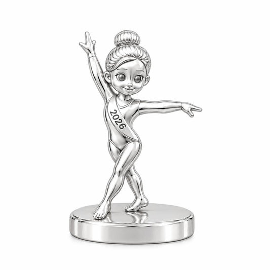 Perfect Balance Gymnast Keepsake Plaque – silver, front view