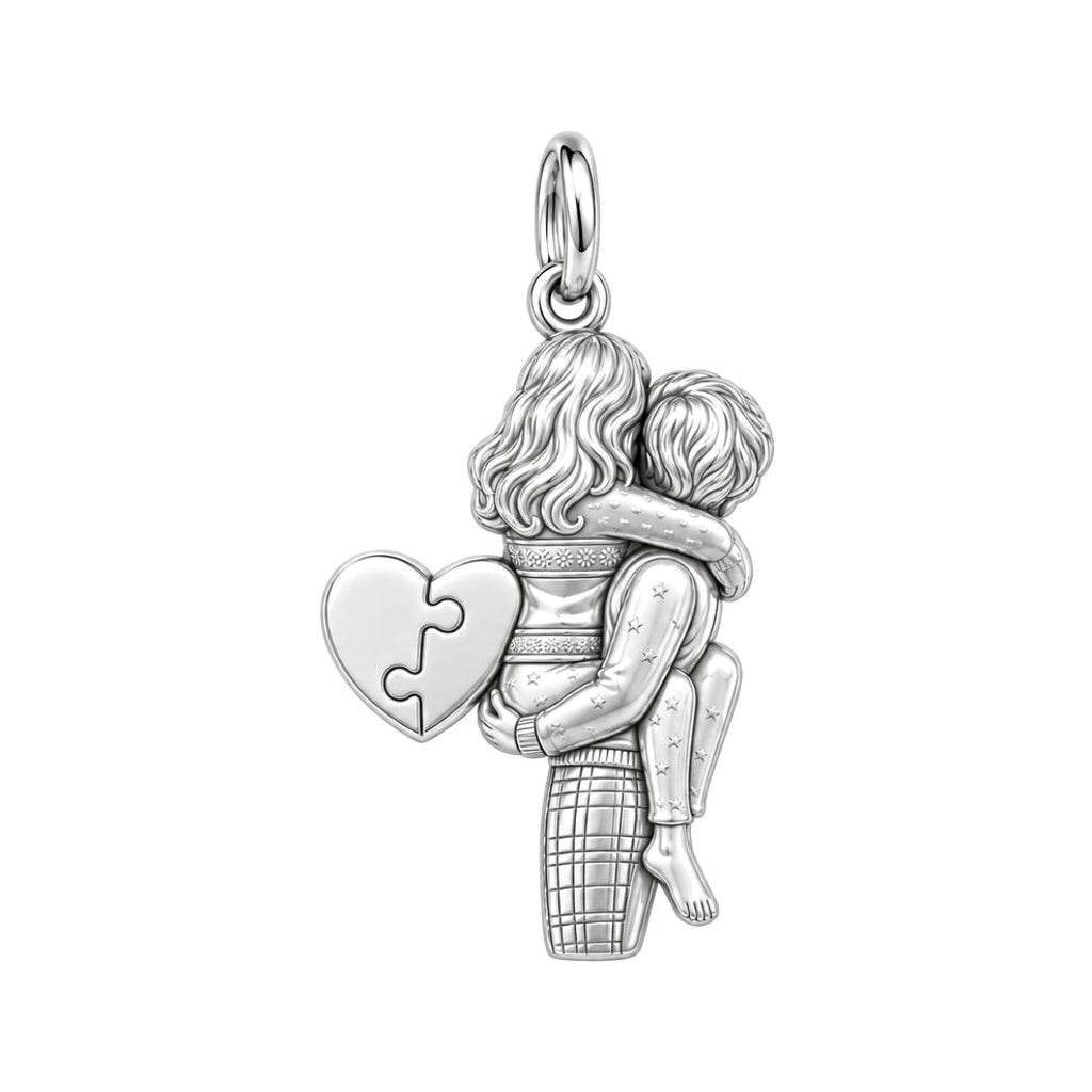 Perfect Fit Puzzle Heart Charm Bracelet – Personalized Couple Gift – back of the charm, engraving area