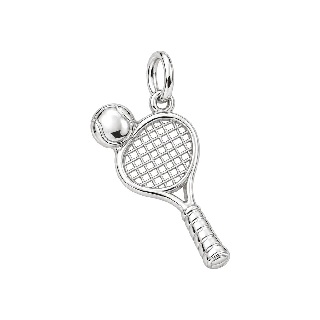 Perfect Match Tennis Charm Bracelet – Personalized Athlete Gift – silver charm, front view