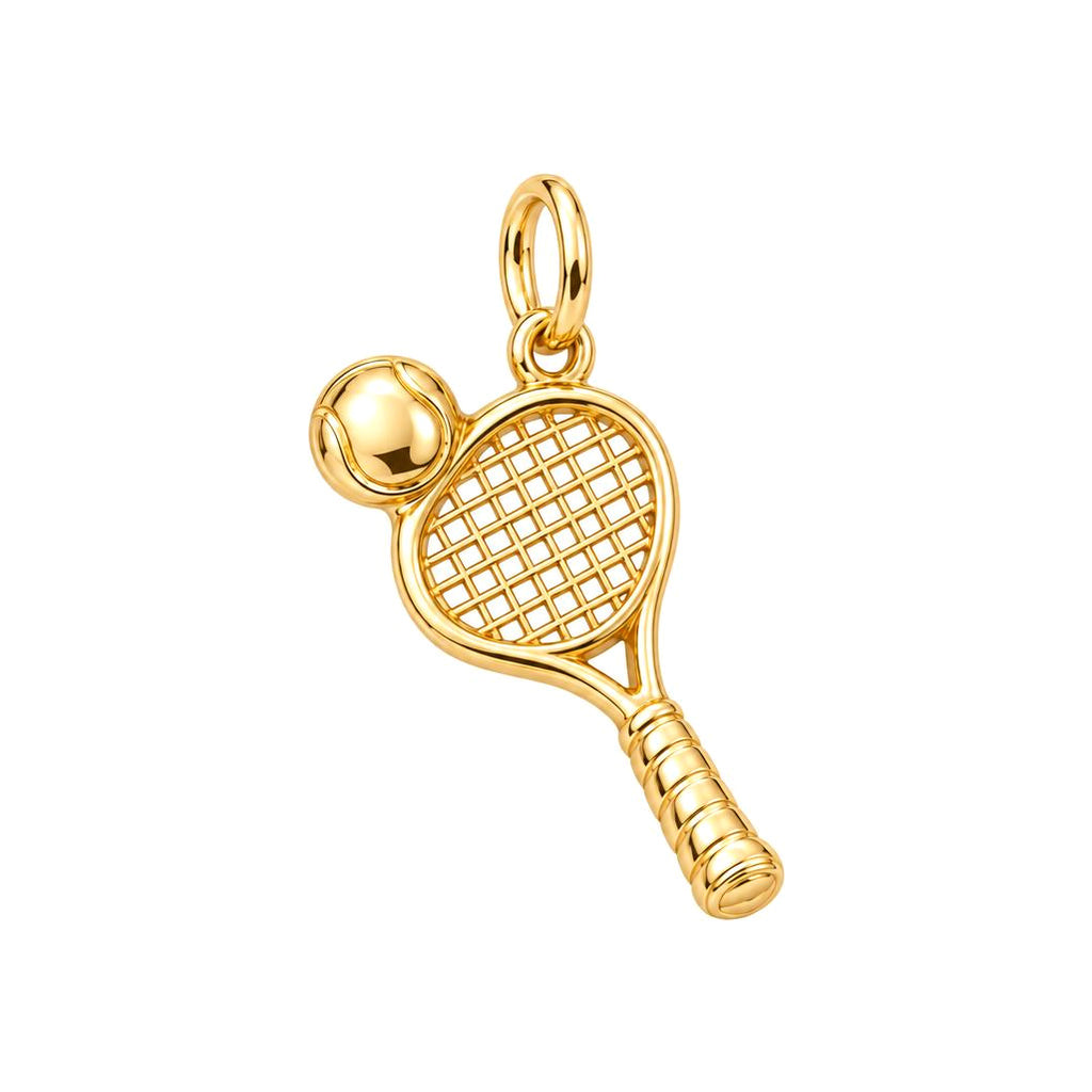 Perfect Match Tennis Charm Bracelet – Personalized Athlete Gift – 18K gold charm, front view