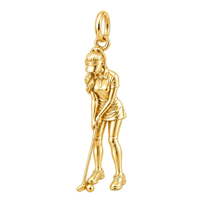Perfect Putt Golfer Charm Bracelet – Personalized Mom Gift – 18K gold charm, front view