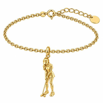 Perfect Putt Golfer Charm Bracelet Set – 18K gold, front view