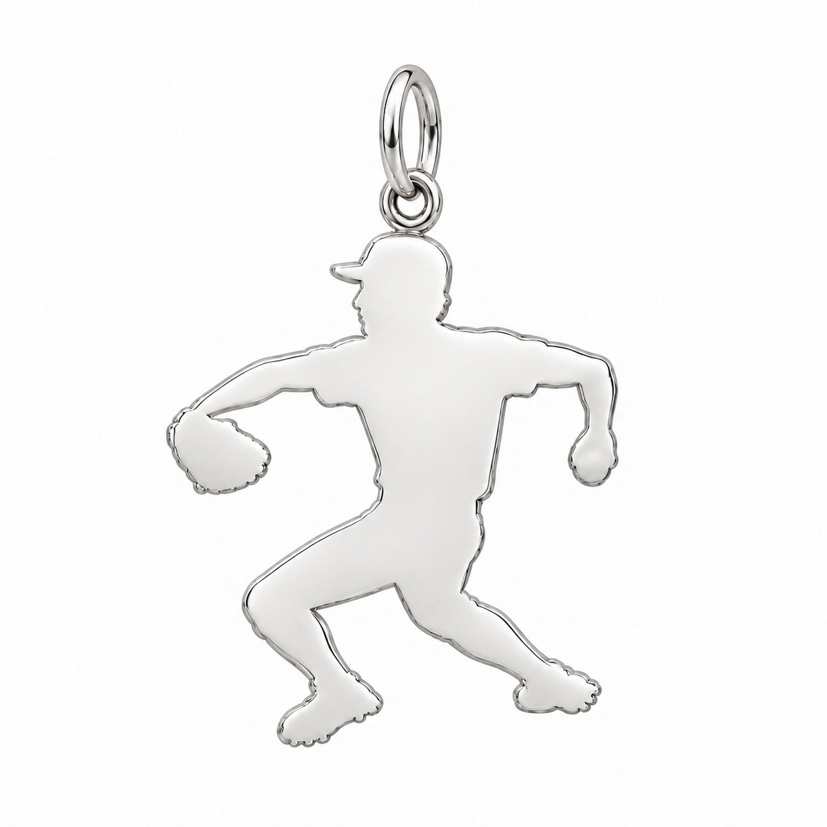 Personalized Baseball Pitcher Charm – back of the charm, engraving area