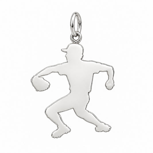 Personalized Baseball Pitcher Charm – back of the charm, engraving area