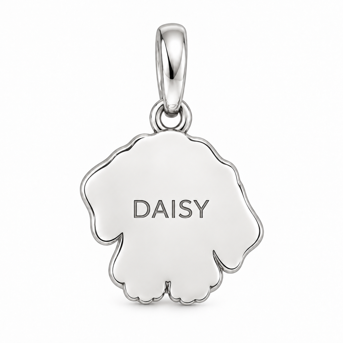 Personalized Dachshund Head Tilt Charm – Custom Dog Name Gift for Dog Moms – back of the charm, engraving area