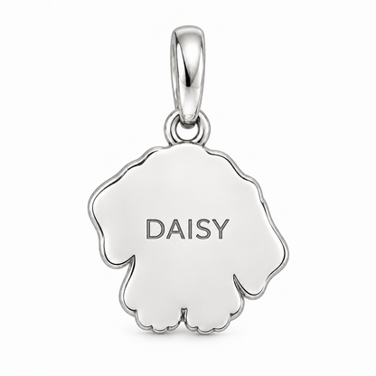 Personalized Dachshund Head Tilt Charm – Custom Dog Name Gift for Dog Moms – back of the charm, engraving area