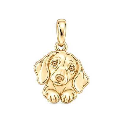Personalized Dachshund Head Tilt Charm – Custom Dog Name Gift for Dog Moms – 18K gold charm, front view