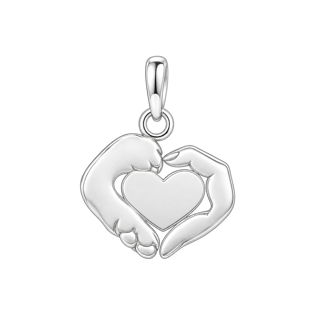 Personalized Dog Mom Paw & Hand Heart Charm – Custom Dog Name Gift – back of the charm, engraving area