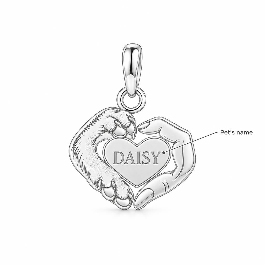 Personalized Dog Mom Paw & Hand Heart Charm – Custom Dog Name Gift – personalization guide