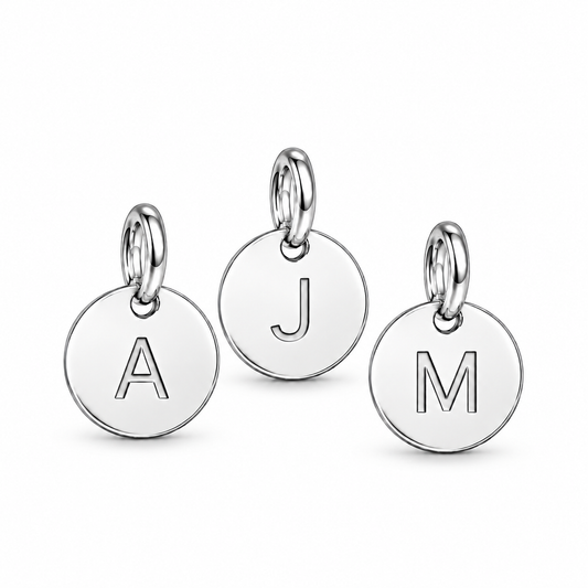 Personalized Initial Necklace – Keep Your Loved Ones Close – silver charm, front view