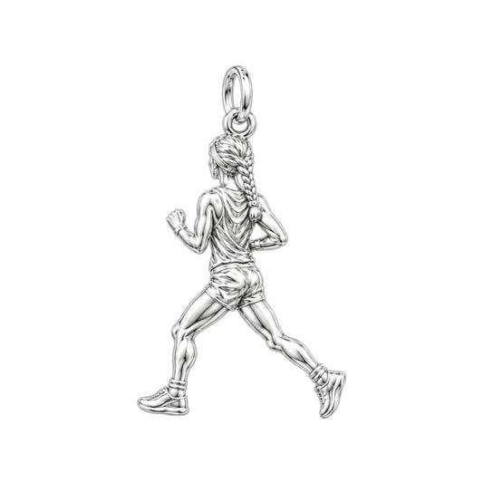 Personalized Marathon Runner Charm Bracelet – Gift for Her – back of the charm, engraving area