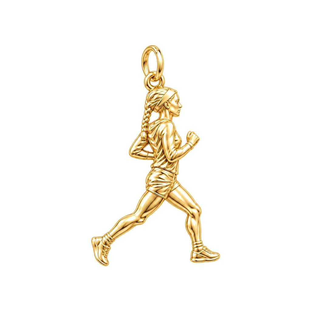 Personalized Marathon Runner Charm Bracelet – Gift for Her – 18K gold charm, front view