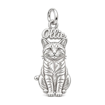 Pet Portrait Halo Charm Bracelet – Personalized Dog Mom Gift – silver plated 3 cm charm, front view