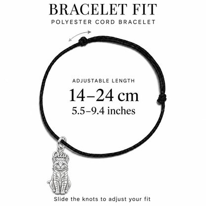 Pet Portrait Halo Charm Bracelet – Personalized Dog Mom Gift – adjustable black cord bracelet, 14–24 cm