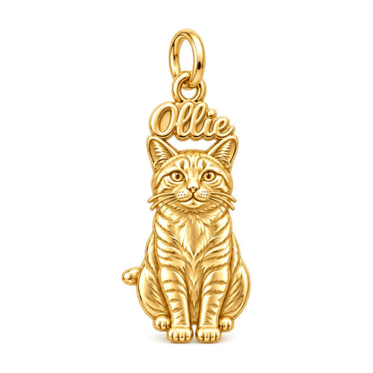 Pet Portrait Halo Charm Bracelet – Personalized Dog Mom Gift – 18K gold plated 3 cm charm, front view