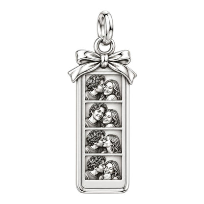Photo Strip Keepsake Charm Bracelet – Personalized Couple Gift – silver plated 2 cm charm, front view