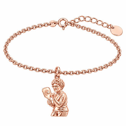 Pickleball Pro Likeness Charm Bracelet Set – rose gold, front view