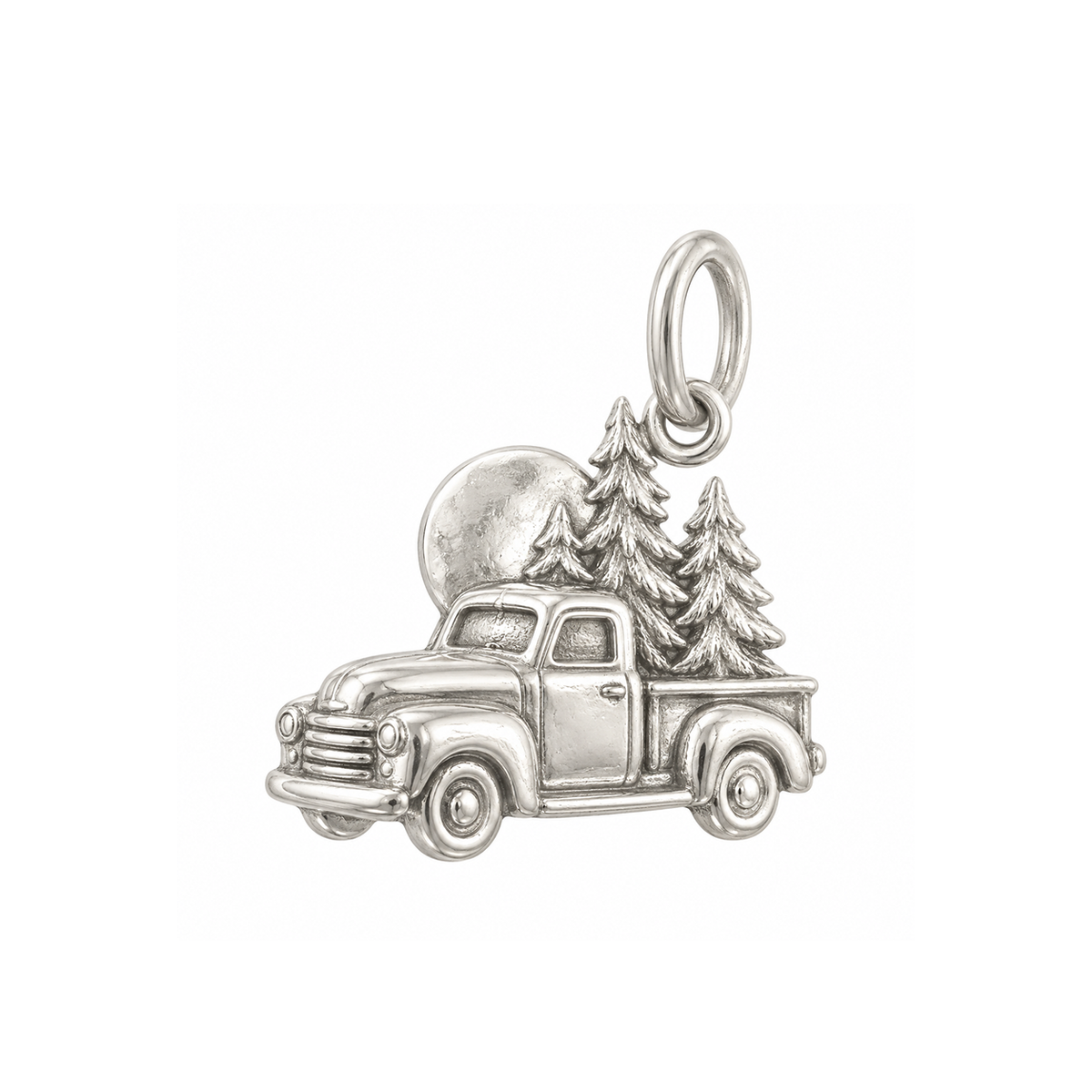 Pickup Truck in the Forest Charm — Silver — 50-works-silver-20260916-134
