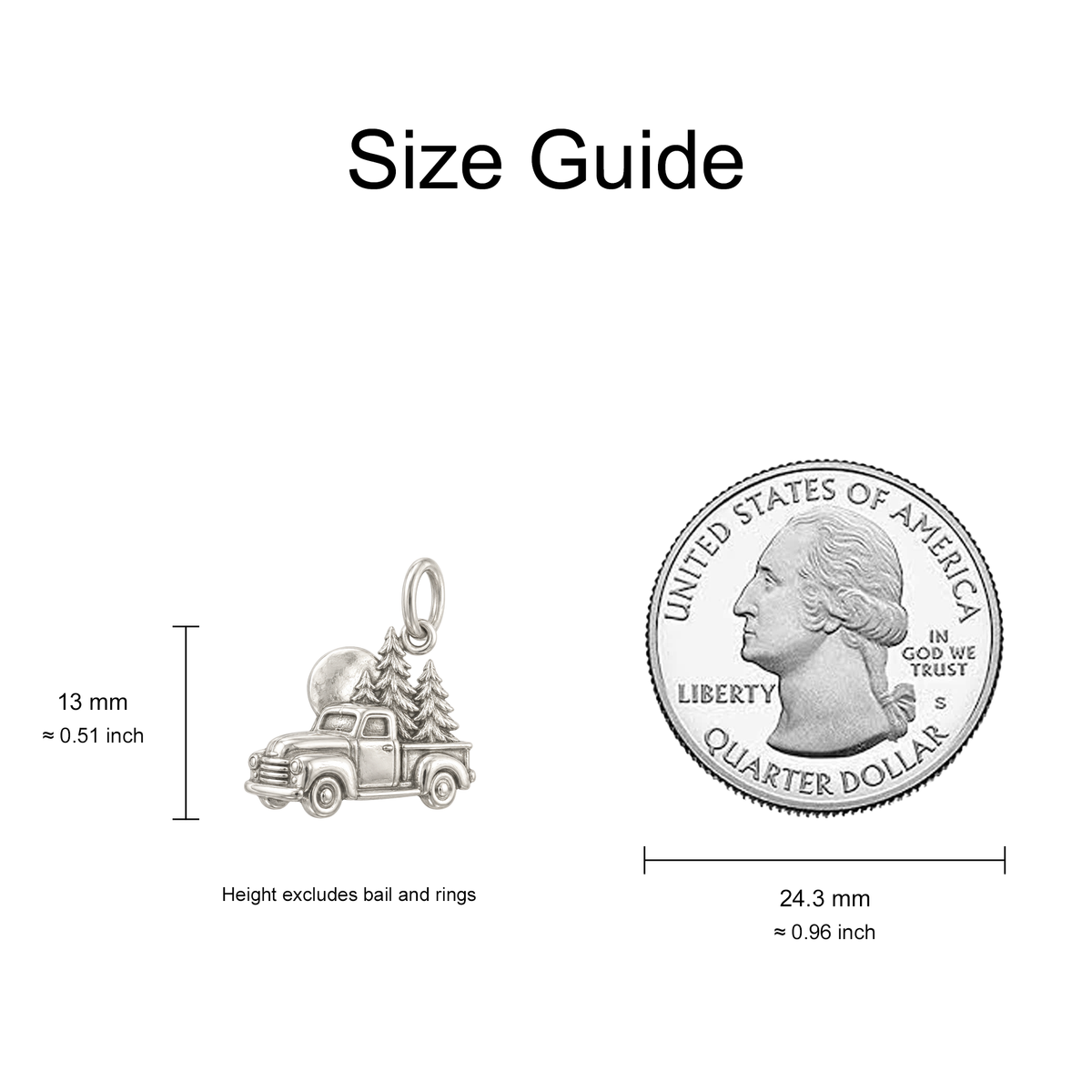 Pickup Truck in the Forest Charm — Size Guide — 13 mm body excluding bail and rings — 50-works-silver-20260916-134