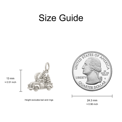 Pickup Truck in the Forest Charm — Size Guide — 13 mm body excluding bail and rings — 50-works-silver-20260916-134