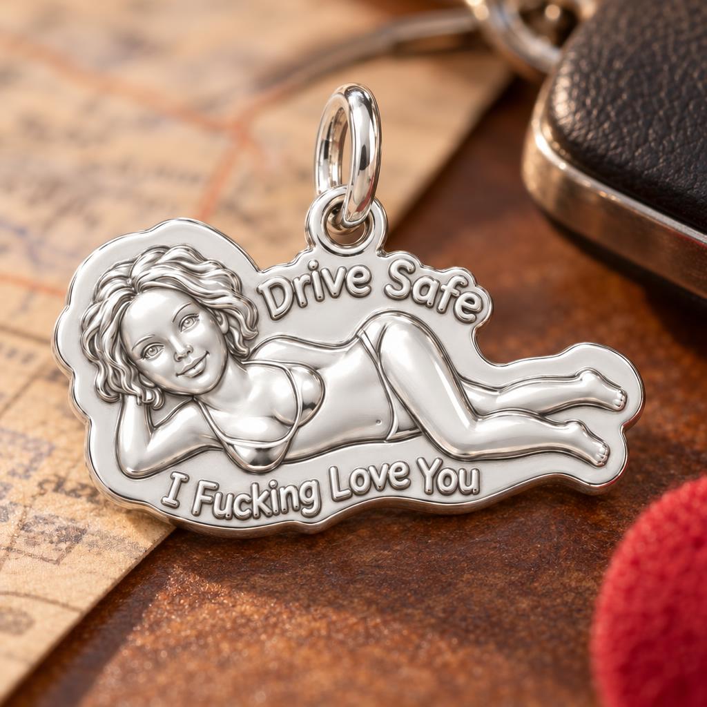 Pin-Up Drive Safe Charm Bracelet – Personalized Couple Gift – macro detail of the charm