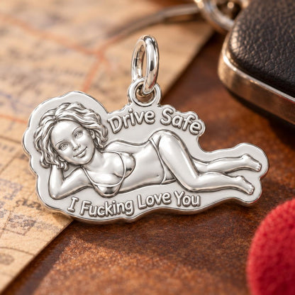 Pin-Up Drive Safe Charm Bracelet – Personalized Couple Gift – macro detail of the charm