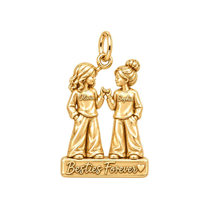 Pinky Promise Besties Charm Bracelet – Personalized Bestie Gift – 18K gold plated 3 cm charm, front view