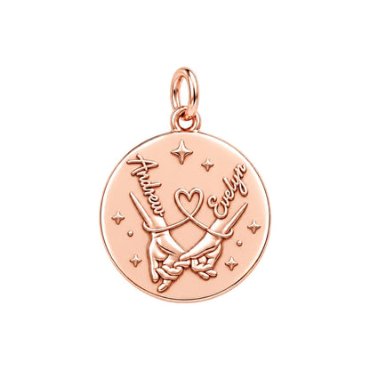 Pinky Swear Promise Charm Bracelet – Personalized Couple Gift – rose gold 3 cm charm, front view