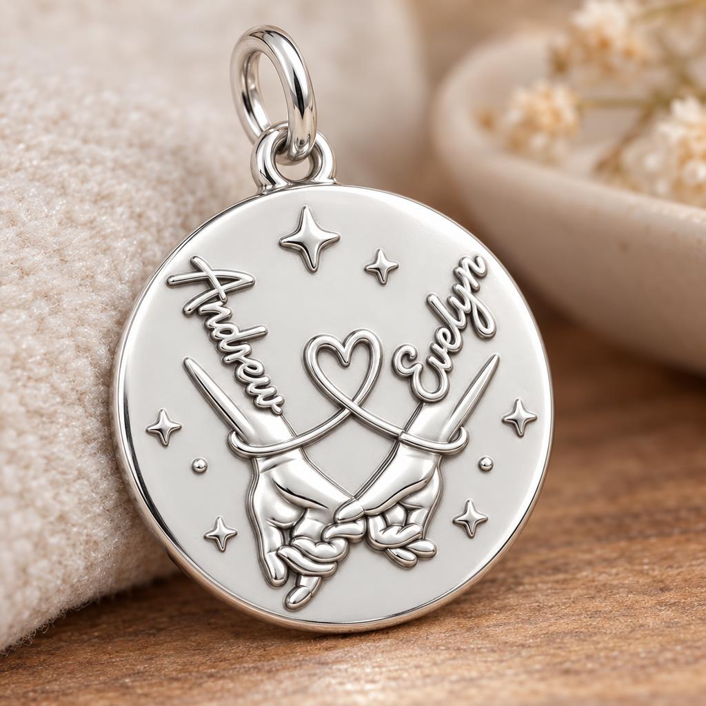 Pinky Swear Promise Charm Bracelet – Personalized Couple Gift – macro detail of the charm