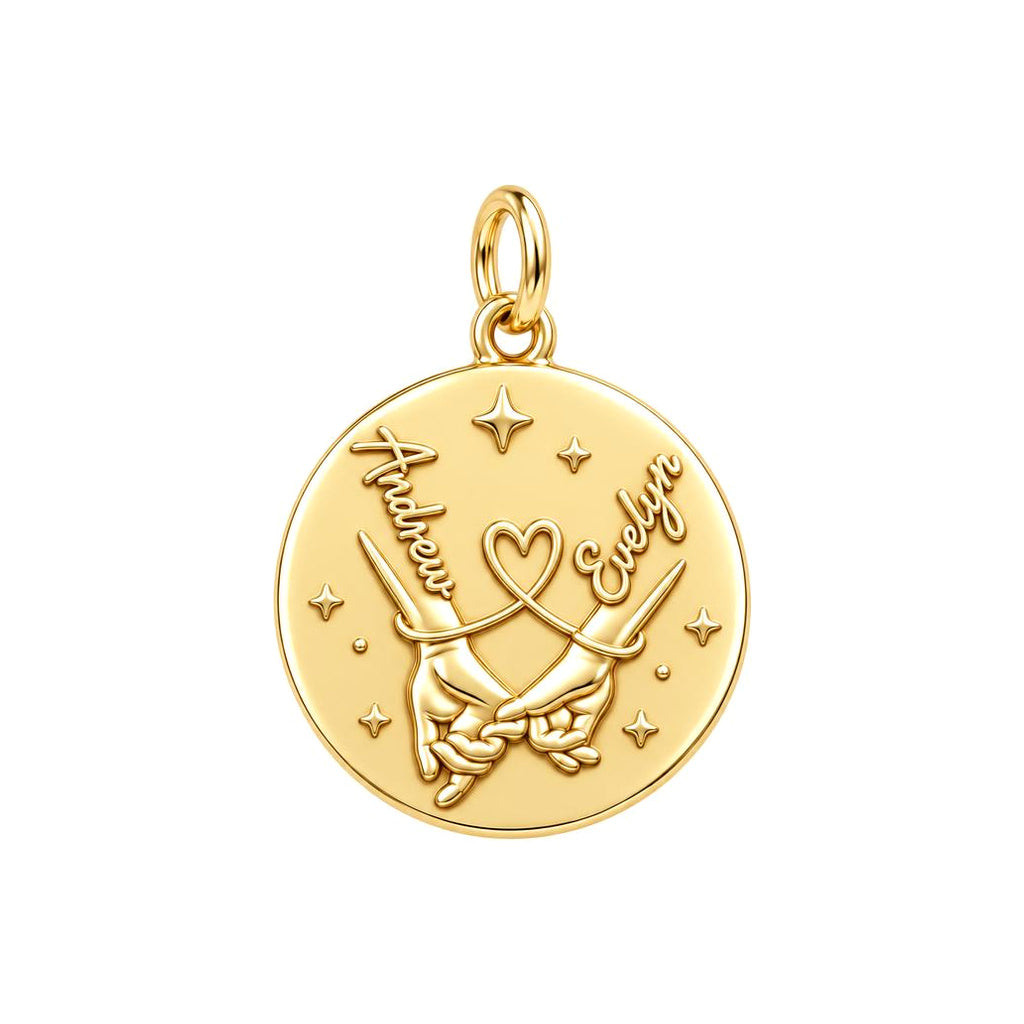 Pinky Swear Promise Charm Bracelet – Personalized Couple Gift – 18K gold plated 3 cm charm, front view