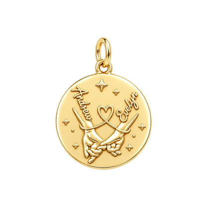 Pinky Swear Promise Charm Bracelet – Personalized Couple Gift – 18K gold plated 3 cm charm, front view