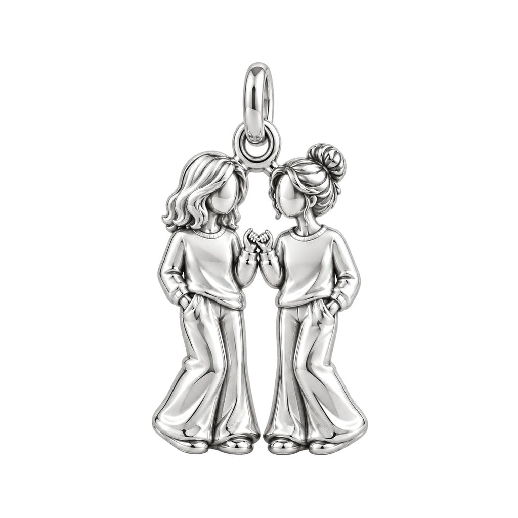 Pinky Swear Soul Sisters Charm Bracelet – Personalized Bestie Gift – silver plated 3 cm charm, front view