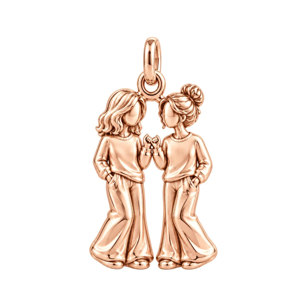 Pinky Swear Soul Sisters Charm Bracelet – Personalized Bestie Gift – rose gold 3 cm charm, front view