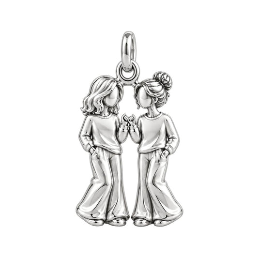 Pinky Swear Soul Sisters Charm Bracelet – Personalized Bestie Gift – silver plated 3 cm charm, front view
