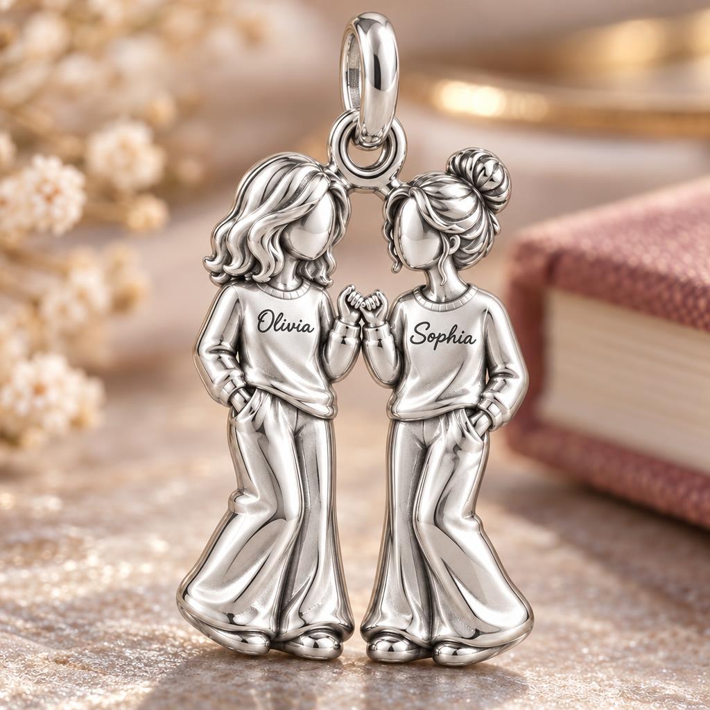 Pinky Swear Soul Sisters Charm Bracelet – Personalized Bestie Gift – macro detail of the charm