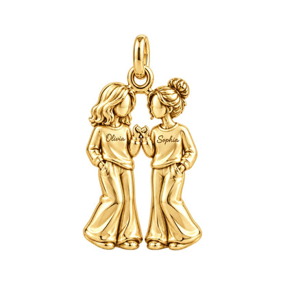 Pinky Swear Soul Sisters Charm Bracelet – Personalized Bestie Gift – 18K gold plated 3 cm charm, front view