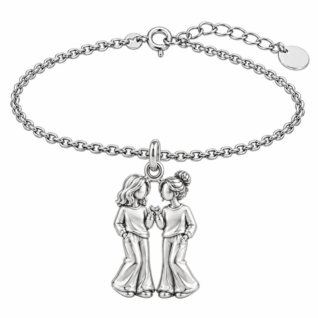 Pinky Swear Soul Sisters Charm Bracelet Set – silver, front view