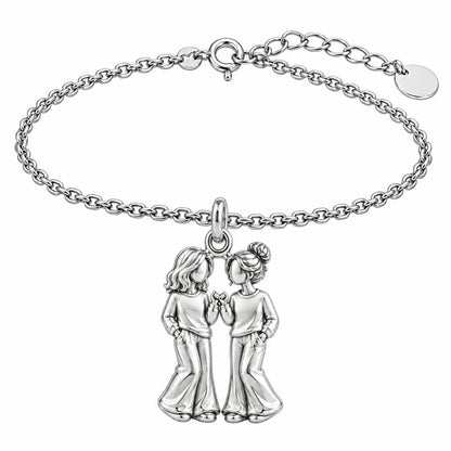 Pinky Swear Soul Sisters Charm Bracelet Set – silver, front view