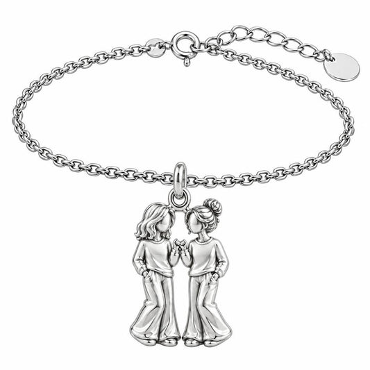 Pinky Swear Soul Sisters Charm Bracelet Set – silver, front view