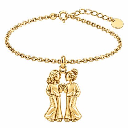 Pinky Swear Soul Sisters Charm Bracelet Set – 18K gold, front view