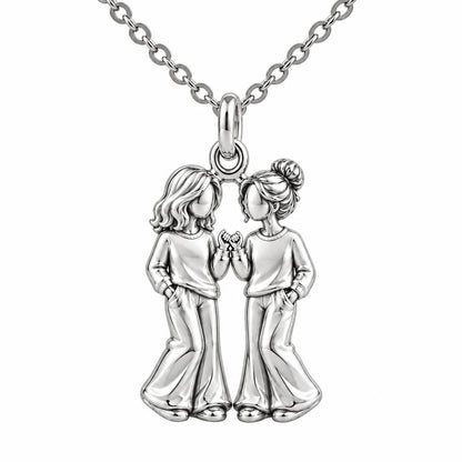 Pinky Swear Soul Sisters Charm Necklace Set – silver, front view